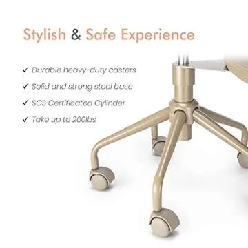 Pipersong Meditation Chair Plus, Cross Legged Chair with Wheels, ADHD Chair, Criss Cross Desk Chair with Lumbar Support and Adjustable Stool, Flexible Design for Fidgety Sitters, Tan