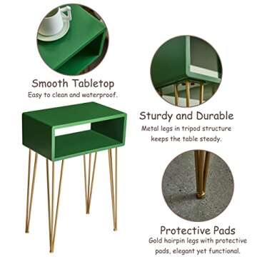 COZAYH Minimalist Nightstand with Shelf & Hairpin Legs