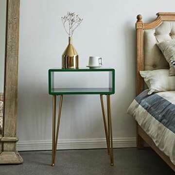 COZAYH Minimalist Nightstand with Shelf & Hairpin Legs