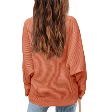 Mafulus Girl's Oversized Crewneck Fall Sweaters Kids Batwing Long Sleeve Slouchy Chunky Cute Pullover Jumper Shirts 5-14T Coral