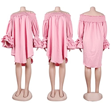 WOKANSE Sexy Ruffle Off Shoulder Midi Dress for Women