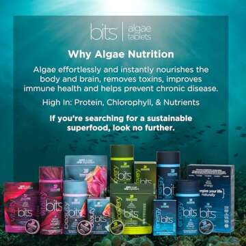 BEAUTYbits - Organic Spirulina Tablets - Algae Superfood - Collagen, Protein, Chlorophyll - Hair, Na...