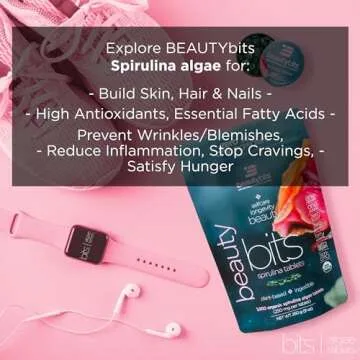 BEAUTYbits - Organic Spirulina Tablets - Algae Superfood - Collagen, Protein, Chlorophyll - Hair, Nails, & Skin Care - Vegan, Keto, Gluten Free - Self Care - Skincare Beauty Gifts - 1000 Tablet Bag