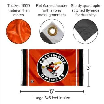 WinCraft Baltimore Orioles Vintage Flag - 3x5 ft, Durable, Team Approved