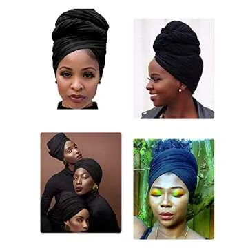 Harewom 3PCS Head Wraps for Black Women Turban Headwraps Stretchy African Hair Wraps Soft Jersey Hea...