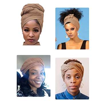 Harewom 3PCS Head Wraps for Black Women Turban Headwraps Stretchy African Hair Wraps Soft Jersey Head Scarf Tie Headbands Pack