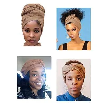 Harewom 3PCS Head Wraps for Black Women Turban Headwraps Stretchy African Hair Wraps Soft Jersey Head Scarf Tie Headbands Pack