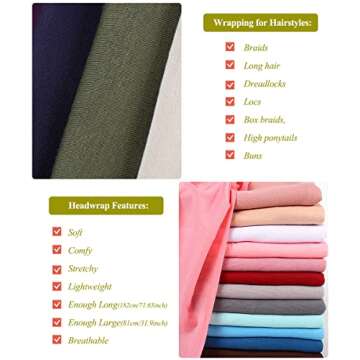 Harewom 3PCS Head Wraps for Black Women Turban Headwraps Stretchy African Hair Wraps Soft Jersey Head Scarf Tie Headbands Pack