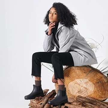 Planone Short Rain Boots Women Wide Width Fashion Waterproof Chelsea Boots