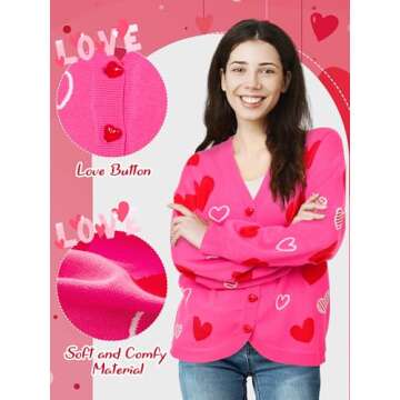 Twistover Heart Sweater Sequins Embroidery Love Heart Cardigan Sweater Knit Lightweight Cardigan Swe...