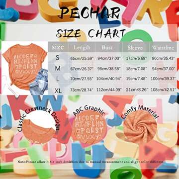 Teacher Shirt Women - Fun Alphabet Graphic Tee Tops
