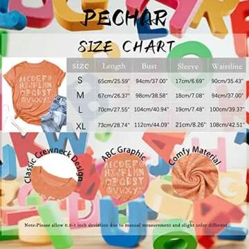 Teacher Shirt Women - Fun Alphabet Graphic Tee Tops