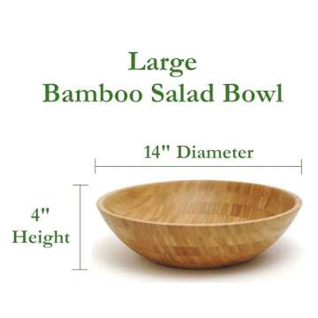 Lipper International Bamboo Wood Salad Bowl