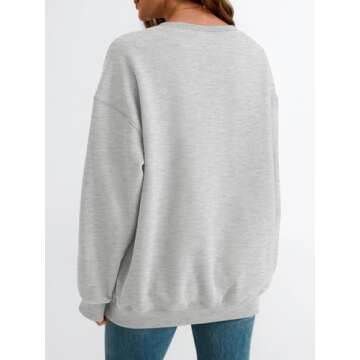 EFAN Womens Oversized Sweatshirts Crewneck y2k Hoodies Fall Fashion Outfits Teen Girls Cute Sweater 2025 Winter Clothes Grey L