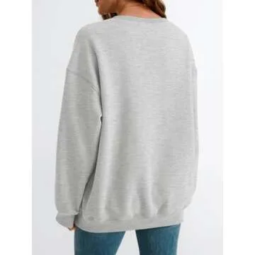 EFAN Womens Oversized Sweatshirts Crewneck y2k Hoodies Fall Fashion Outfits Teen Girls Cute Sweater 2025 Winter Clothes Grey L