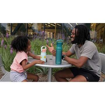 Zak Designs Harmony Water Bottle for Travel or At Home, 32oz Recycled Stainless Steel is Leak-Proof When Closed and Vacuum Insulated with Straw Lid and Carry Handle (Emerald Green)