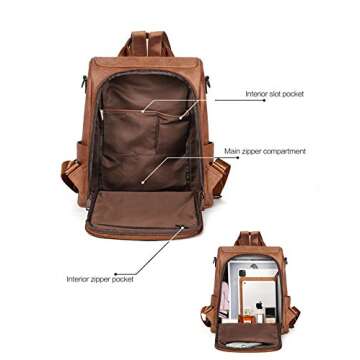 Telena Backpack Purse for Women, PU Leather Anti Theft Travel Purse Shoulder Bags with Tassel Brown