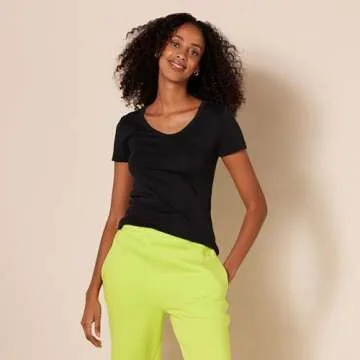 Amazon Essentials Women's Slim-Fit V-Neck T-Shirt Pack of 2