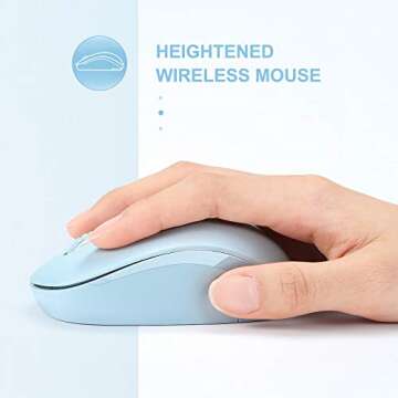 Wireless Mouse, 2.4G Noiseless Mouse with USB Receiver - seenda Portable Computer Mice for PC, Tablet, Laptop with Windows System (Light Blue)