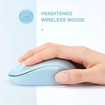 Wireless Mouse, 2.4G Noiseless Mouse with USB Receiver - seenda Portable Computer Mice for PC, Tablet, Laptop with Windows System (Light Blue)