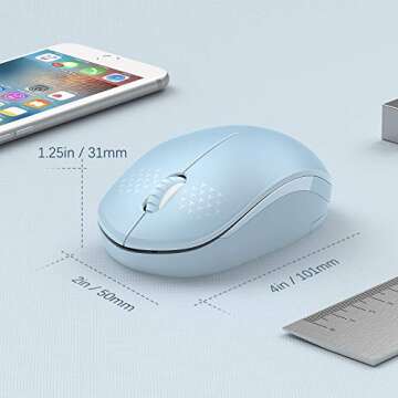 Wireless Mouse, 2.4G Noiseless Mouse with USB Receiver - seenda Portable Computer Mice for PC, Tablet, Laptop with Windows System (Light Blue)