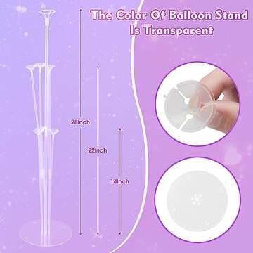 Kipommic Balloon Stand Kit - 4 Sets of Sturdy PVC Balloon Sticks Holder for Table Decorations - Ideal for Graduation, Birthday, Baby Shower, Gender Reveal Parties