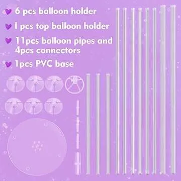 Kipommic Balloon Stand Kit - 4 Sets of Sturdy PVC Balloon Sticks Holder for Table Decorations - Ideal for Graduation, Birthday, Baby Shower, Gender Reveal Parties