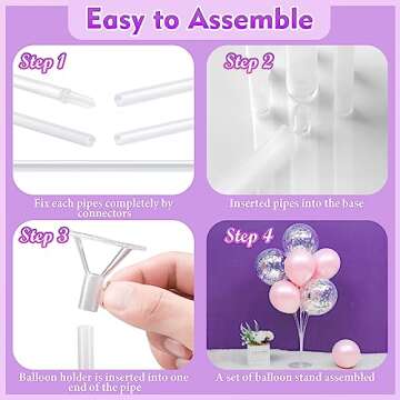 Kipommic Balloon Stand Kit - 4 Sets of Sturdy PVC Balloon Sticks Holder for Table Decorations - Ideal for Graduation, Birthday, Baby Shower, Gender Reveal Parties