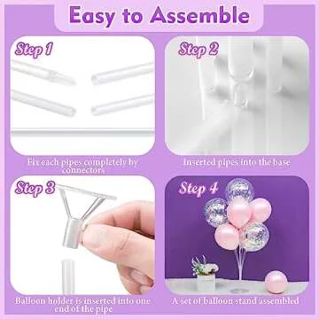 Kipommic Balloon Stand Kit - 4 Sets of Sturdy PVC Balloon Sticks Holder for Table Decorations - Ideal for Graduation, Birthday, Baby Shower, Gender Reveal Parties