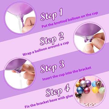 Kipommic Balloon Stand Kit - 4 Sets of Sturdy PVC Balloon Sticks Holder for Table Decorations - Ideal for Graduation, Birthday, Baby Shower, Gender Reveal Parties