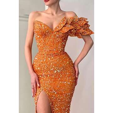 Stunning Plus Size Champagne Mermaid Sequin Prom Dress for Weddings and Formal Events