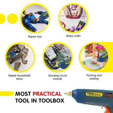 PROkleber Hot Melt Glue Gun Kit Full Size 100 Watt with Carry Bag and 12 pcs Glue Sticks, for DIY, Arts & Crafts Projects, Sealing, Quick Repairs, Light and Heavy Duty, Home, Office (Green/Blue)