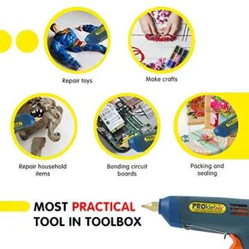 PROkleber Hot Melt Glue Gun Kit Full Size 100 Watt with Carry Bag and 12 pcs Glue Sticks, for DIY, Arts & Crafts Projects, Sealing, Quick Repairs, Light and Heavy Duty, Home, Office (Green/Blue)