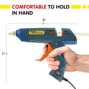 PROkleber Hot Melt Glue Gun Kit Full Size 100 Watt with Carry Bag and 12 pcs Glue Sticks, for DIY, Arts & Crafts Projects, Sealing, Quick Repairs, Light and Heavy Duty, Home, Office (Green/Blue)