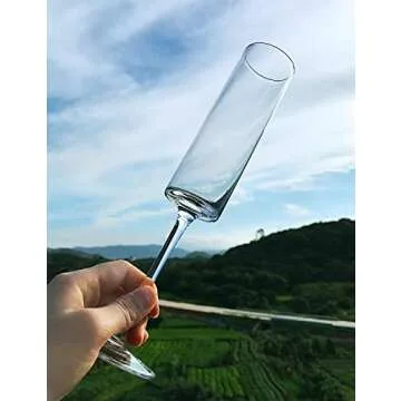Gnimihz Edge Champagne Flutes - Crystal Champagne Glasses Set of 4, Lead-Free Premium Crystal, Gift for Wedding, Anniversary, Christmas, 6.3oz, 9.8" Tall, Clear