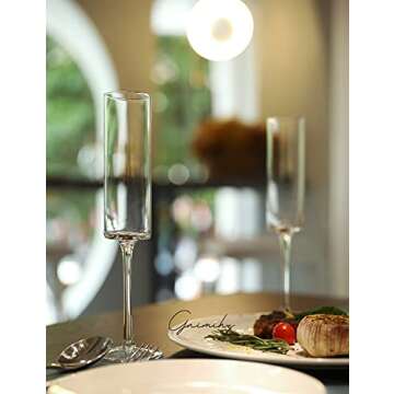 Gnimihz Edge Champagne Flutes - Crystal Champagne Glasses Set of 4, Lead-Free Premium Crystal, Gift for Wedding, Anniversary, Christmas, 6.3oz, 9.8" Tall, Clear