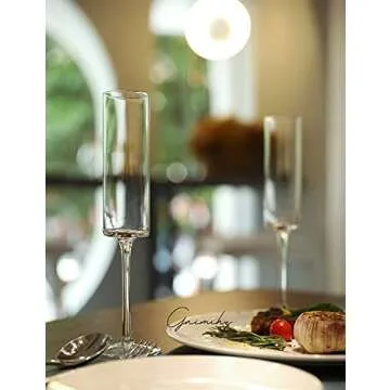 Gnimihz Edge Champagne Flutes - Crystal Champagne Glasses Set of 4, Lead-Free Premium Crystal, Gift for Wedding, Anniversary, Christmas, 6.3oz, 9.8" Tall, Clear
