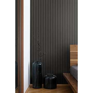 NextWall Stacy Garcia Home Faux Wooden Slats Peel and Stick Wallpaper (Charcoal)