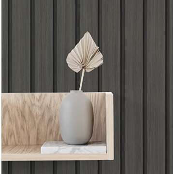 NextWall Stacy Garcia Home Faux Wooden Slats Peel and Stick Wallpaper (Charcoal)