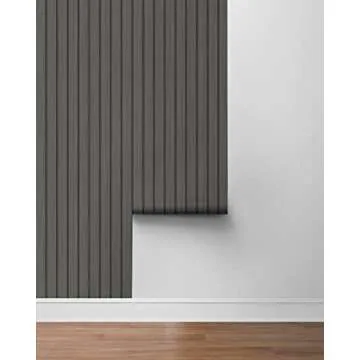 NextWall Faux Wooden Slats Wallpaper Charcoal Easy Install