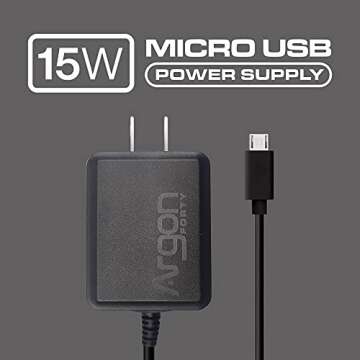 Argon Micro USB Cable Power Supply 5.25 Volts 3 Amps for Raspberry Pi 3 and Zero Boards | UL Listed ...