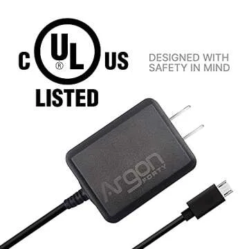 Argon Micro USB Cable Power Supply 5.25 Volts 3 Amps for Raspberry Pi 3 and Zero Boards | UL Listed | 3.3 Feet Long Cable with Micro USB Connector | Micro USB Cable and Wall Charger