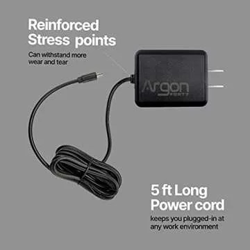 Argon Micro USB Cable Power Supply 5.25 Volts 3 Amps for Raspberry Pi 3 and Zero Boards | UL Listed | 3.3 Feet Long Cable with Micro USB Connector | Micro USB Cable and Wall Charger