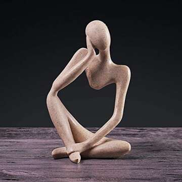 NEWQZ Thinker Figurine Resin Sculpture Statue Collectible Craft Art Handcrafted for Desktop Decor(Sm...