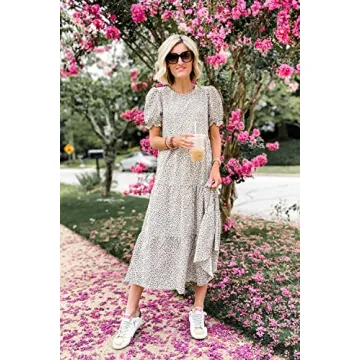 PRETTYGARDEN Women's Floral Boho Summer Midi Dress
