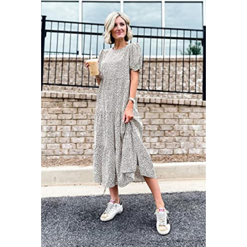 PRETTYGARDEN Women's Floral Boho Summer Midi Dress