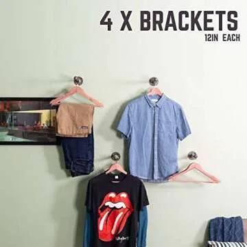 Industrial Pipe Wall Mounted Clothing Rack for Stylish Display