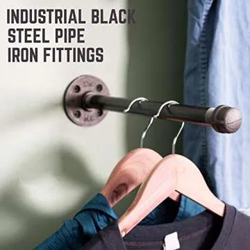Industrial Pipe Wall Mounted Clothing Rack for Stylish Display