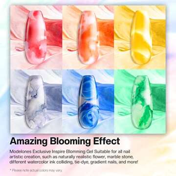 Modelones Blooming Gel Nail Polish Set, 7 Colors Blossom Gel for Spreading Effect Marble, Magic Watercolor Blossom Nail Varnish Art Flower Autumn Design Manicure, Nail Ink, Watercolor Alcohol 10ml