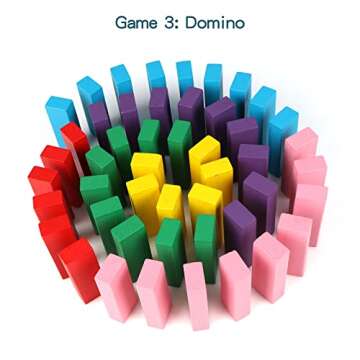 Canuan Wooden Blocks Stacking Games, 48PCS Tumbling Stacking Blocks Game for Kids and Families, Wood Colorful Balancing Blocks Montessori Toys for Kids with Storage Bag